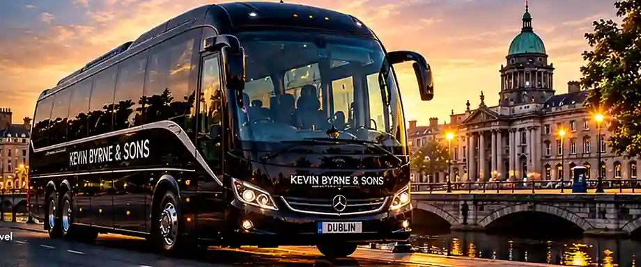 Illustrative coach with Dublin city backdrop